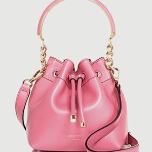 Jimmy Choo Bon Bon Bucket Cross Body Bag Pink Gold